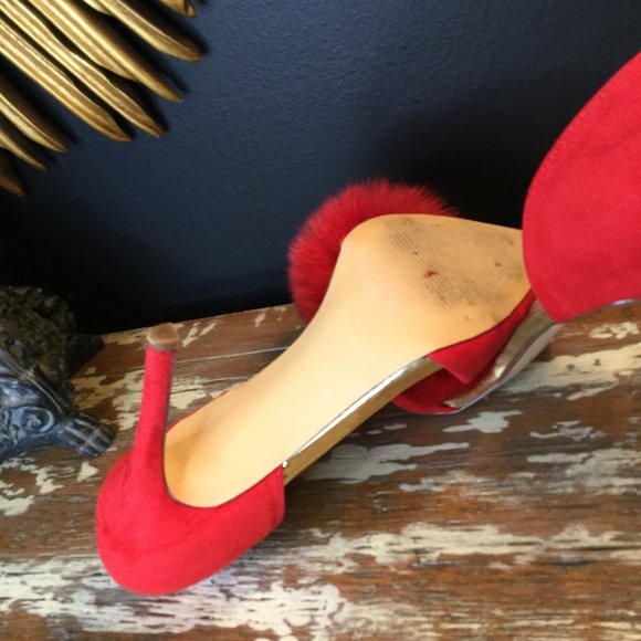 Liliana stiletto pointy toe suede pom pom heels - Picture 9 of 11